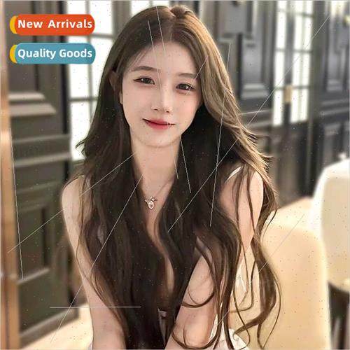 Wig female long curly hair big wave center parting eight ban