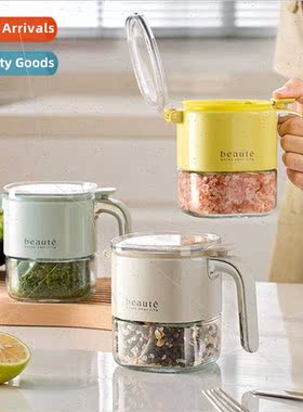 Press type seasoning box sealed moisture a spoon to put salt