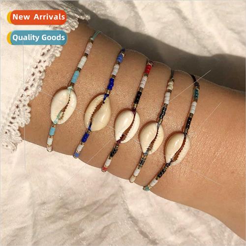 Handmade Braided Rope Colourful Bohemian Shell Bracelet Colo