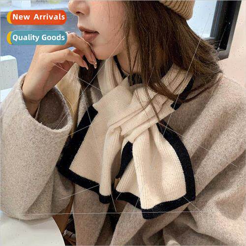 Woolen knted solid color small scarf short female autumn Kor