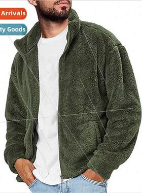 2023 Autumn Winter  Men Hooded Solid Color Coat Fleece Sweat