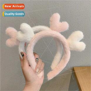 Hair bands female antlers headband head button cute Korean h