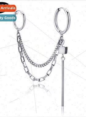 Korean  tassel chain ear clips male rock hipster earrings wh