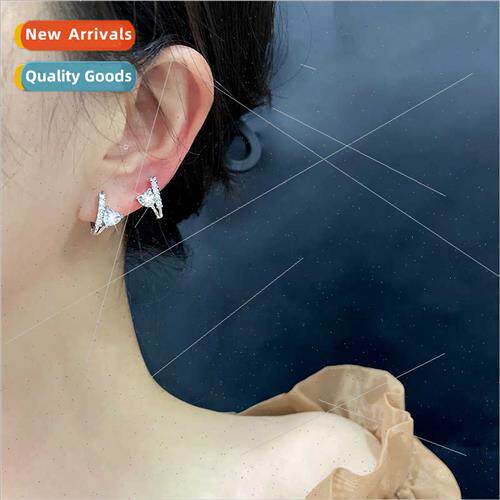 Zircon love earrings delicate small female circle earrings a