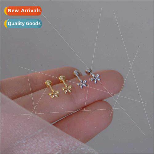 925 silver needle popular mini small flower earrings female