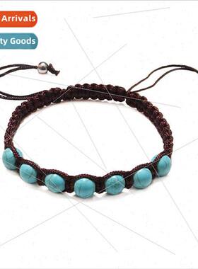 Jewelry Braided HRope Blue Turquoise Beaded Bracelet Beads P