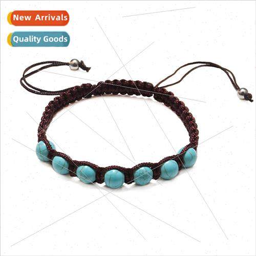 Jewelry Braided HRope Blue Turquoise Beaded Bracelet Beads P