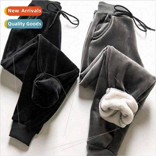 Women Winter Lamb Fur Cashmere Slim Pants Women Casual Warm