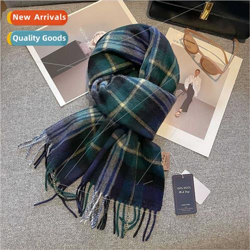100% pure wool scarf plaid children winter girls warm Tibeta