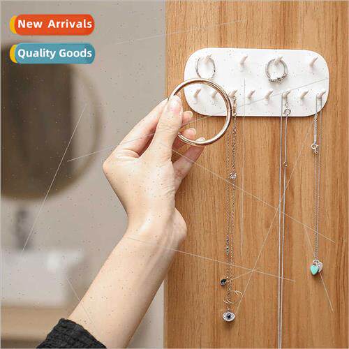 Wall-mounted jewelry storage rack storage hooks no-hole door