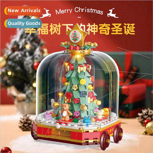 Christmas train assembled building blocks children education