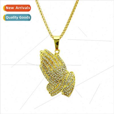 Necklace Hip Hop Praying Hands Necklace Europe Fashion Full
