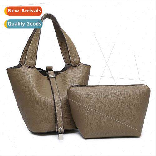 2022 Summer New Bucket Bag ngle Shoulder Tote Lychee Pattern