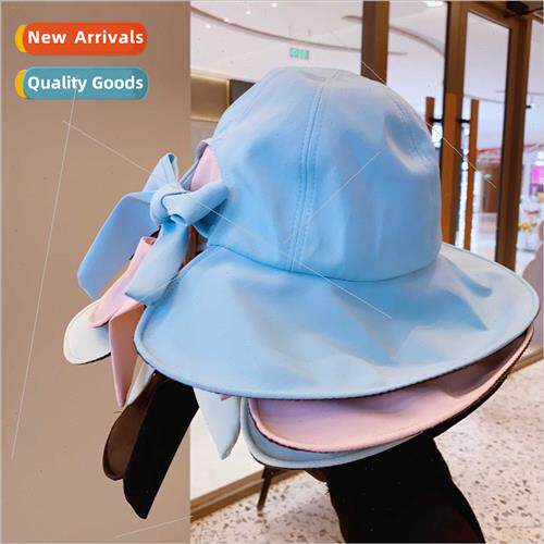 2023 new female vinyl sun hat bow flutter strap tie rope fis