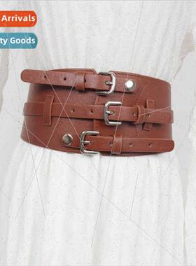 Three rows buttons decorative waist seal female external ela