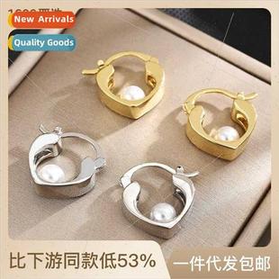 pin circle earrings S925 shine silver high Love around