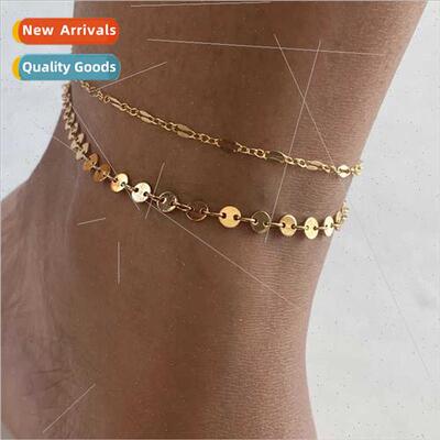 Europe Fashion Ethnic Beach Stacked Round Piece Ankle mple D