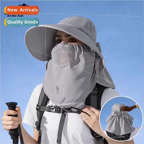 8228 summer men outdoor sun fisherman hat large brim wh mask