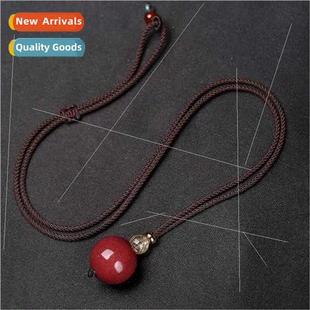 women peace necklace pendant long men beads Cinnabar round