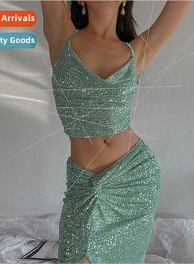 Crop Top And Midi Skirt Sexy Two Piece Set Women Beach Party