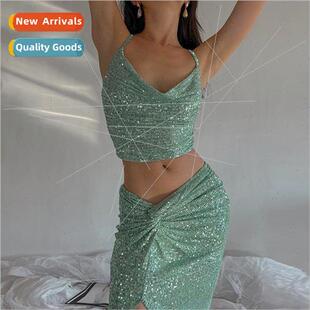 Crop Top And Midi Skirt Sexy Two Piece Set Women Beach Party