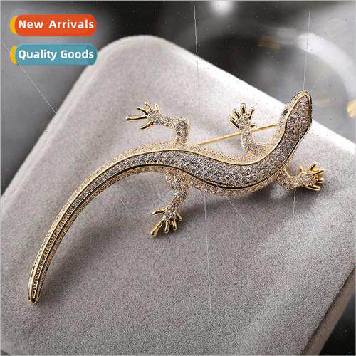 Creative new  American retro lizard gecko zirconia brooch fa