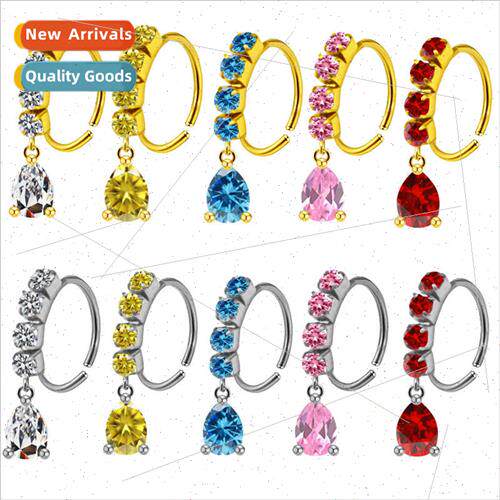 Europe Nose Ring Teardrop Zirconia Heart Pendant C Shape Nos