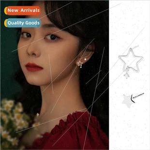 star earrings flash Song hollow Yun asymmetric Tan winter