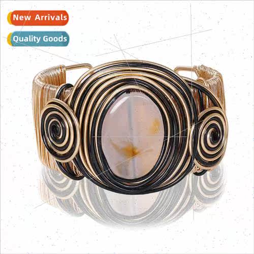 Europe new fashion retro large gemstone bracelet court metal