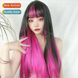 Second wig female hair pick dye air bangs long full head se