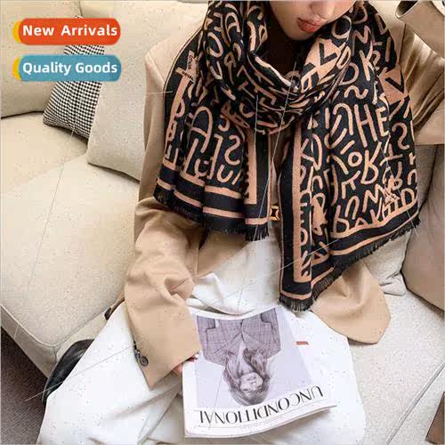 new letters pattern imation cashmere scarf female autumn win