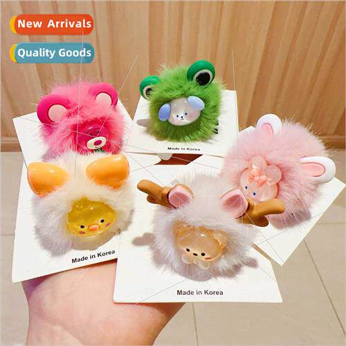 Autumn winter new cartoon animal plush hair clips ltle girl