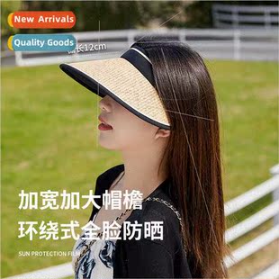 brim sun straw face cover large women hat summer Korean