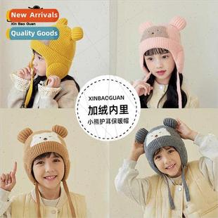 hat bear female boys winter head set children cartoon 2165