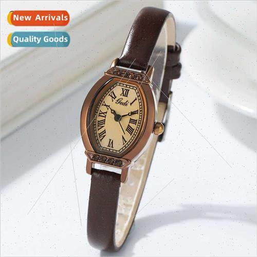 New women retro tonneau shell quartz watch students niche Ro