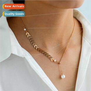 Korea niche luxury wheat ear necklace pearl simple ins adjus