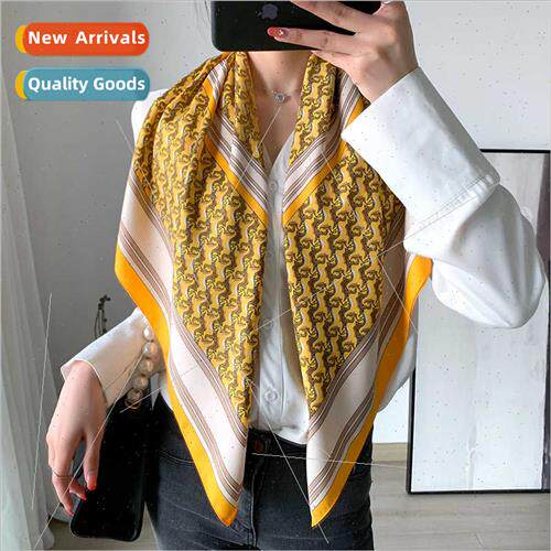 2021 large square scarf spring fall  yellow silk scarf femal