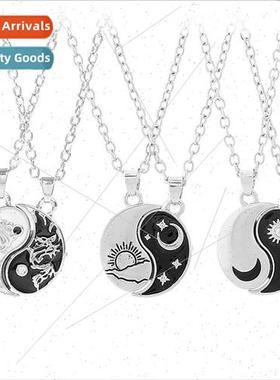 New Totem Taiji Bagua Best Friends Necklace Sun Moon Patchwo
