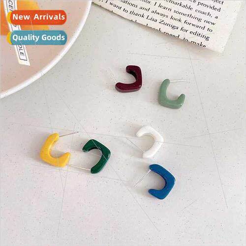 mple colorful geometric square earrings female 2023 new smal