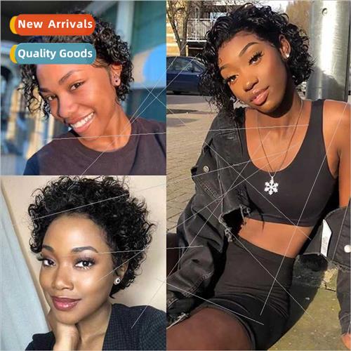 African short curly hair small curly hair black wig set rose