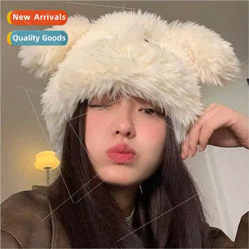 Hundreds cute dog ears knted hat female winter big head circ