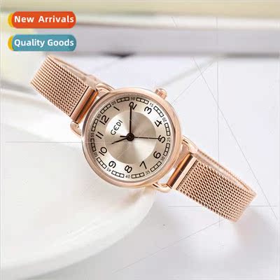 fashion round dial simple digal scale stainless steel mesh b