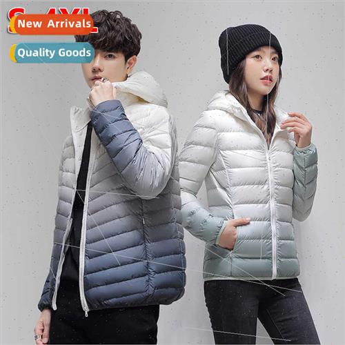 Autumn winter new light down jacket men women short gradient