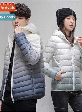Autumn winter new light down jacket men women short gradient