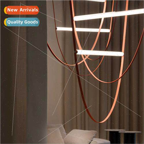 Modern simple leather belt glass tube showroom villa stairwe