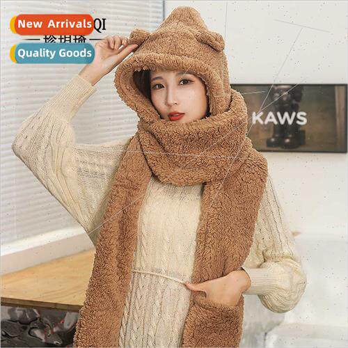 Bear threePCS scarf gloves neck protection cold warm onePCS