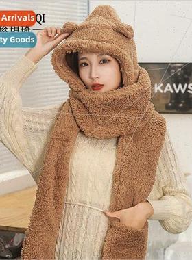 Bear threePCS scarf gloves neck protection cold warm onePCS