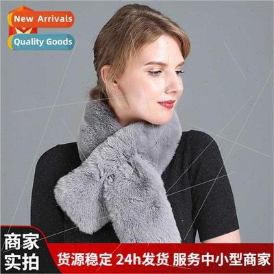 Otter rabb hair scarf female winter wild lazy rabb hair doub