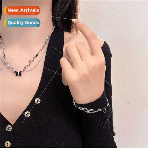 ins tide irregular wave butterfly necklace women niche colla