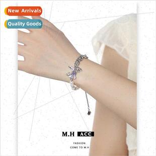 ruffled bow strings drop ele niche oil bracelet Purple pearl